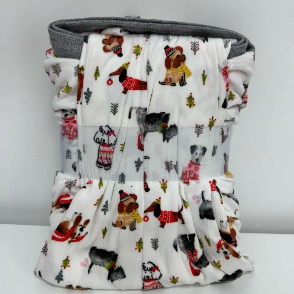 Cuddl Duds Christmas Dogs Fleece Pajama Set‎ Women Large V-Neck Top Joggers